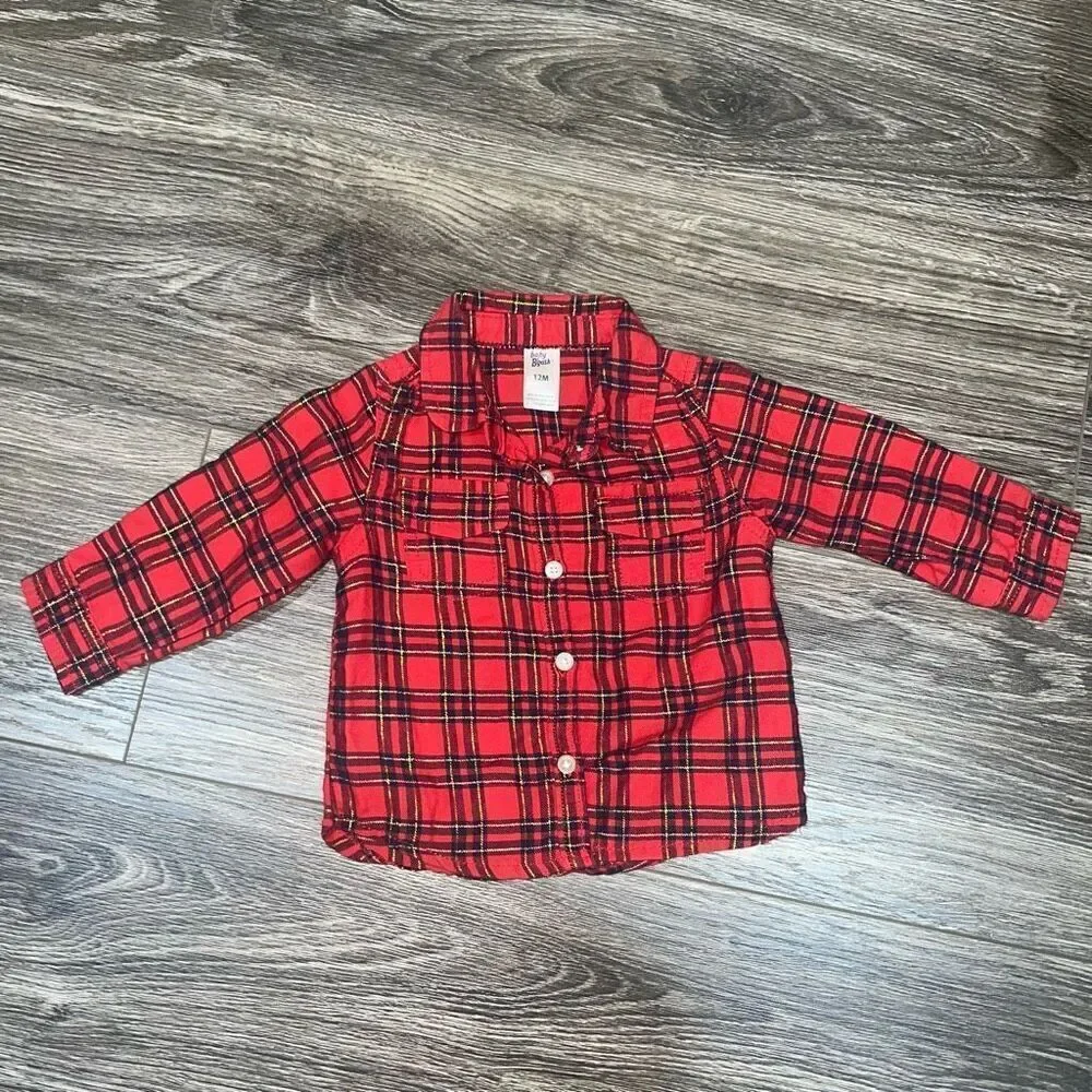 Oshkosh 12 month Red and Gold Flannel Shirt
